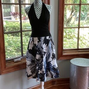 Suzi Chin for Maggy Boutique Black and White Midi Dress